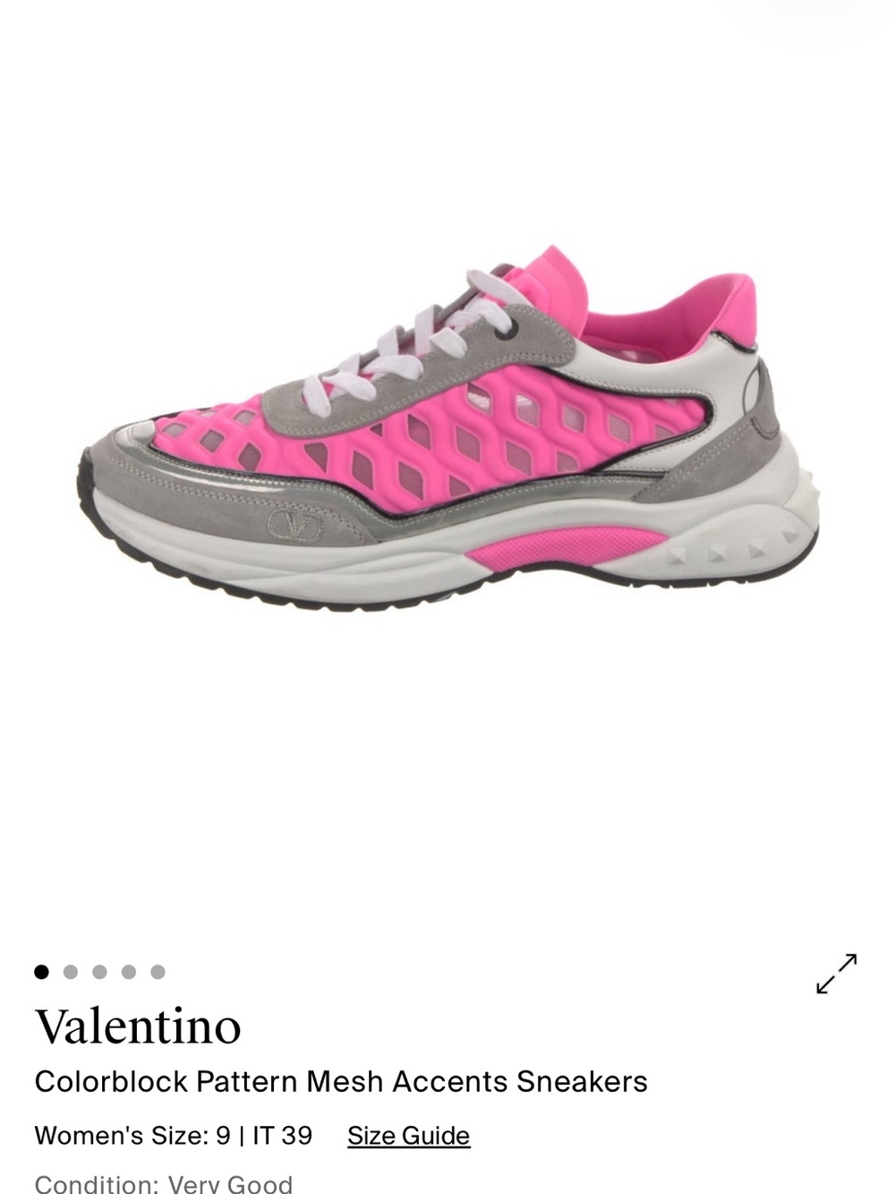 Valentino Pink and Gray Mesh Colorblock Sneakers